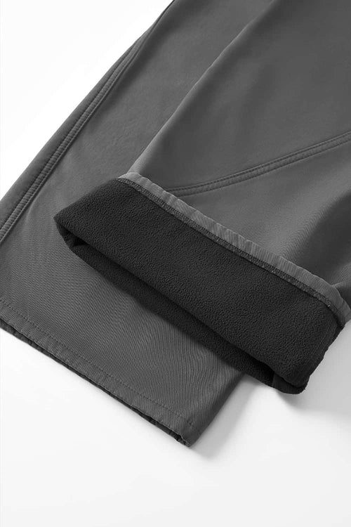 Fleece-Lined Curved Cargo Pants - Rock Gray