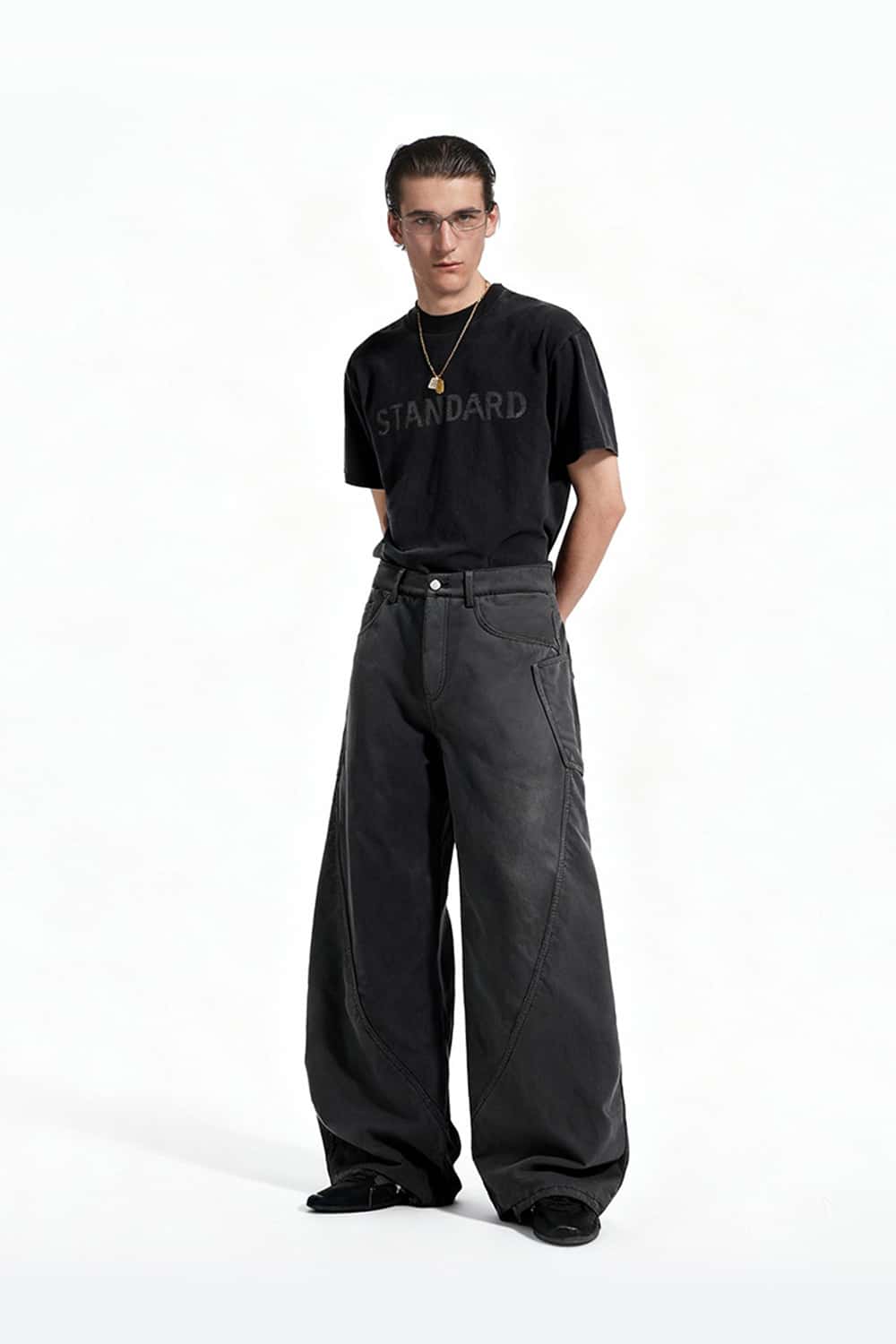Fleece-Lined Curved Cargo Pants - Rock Gray