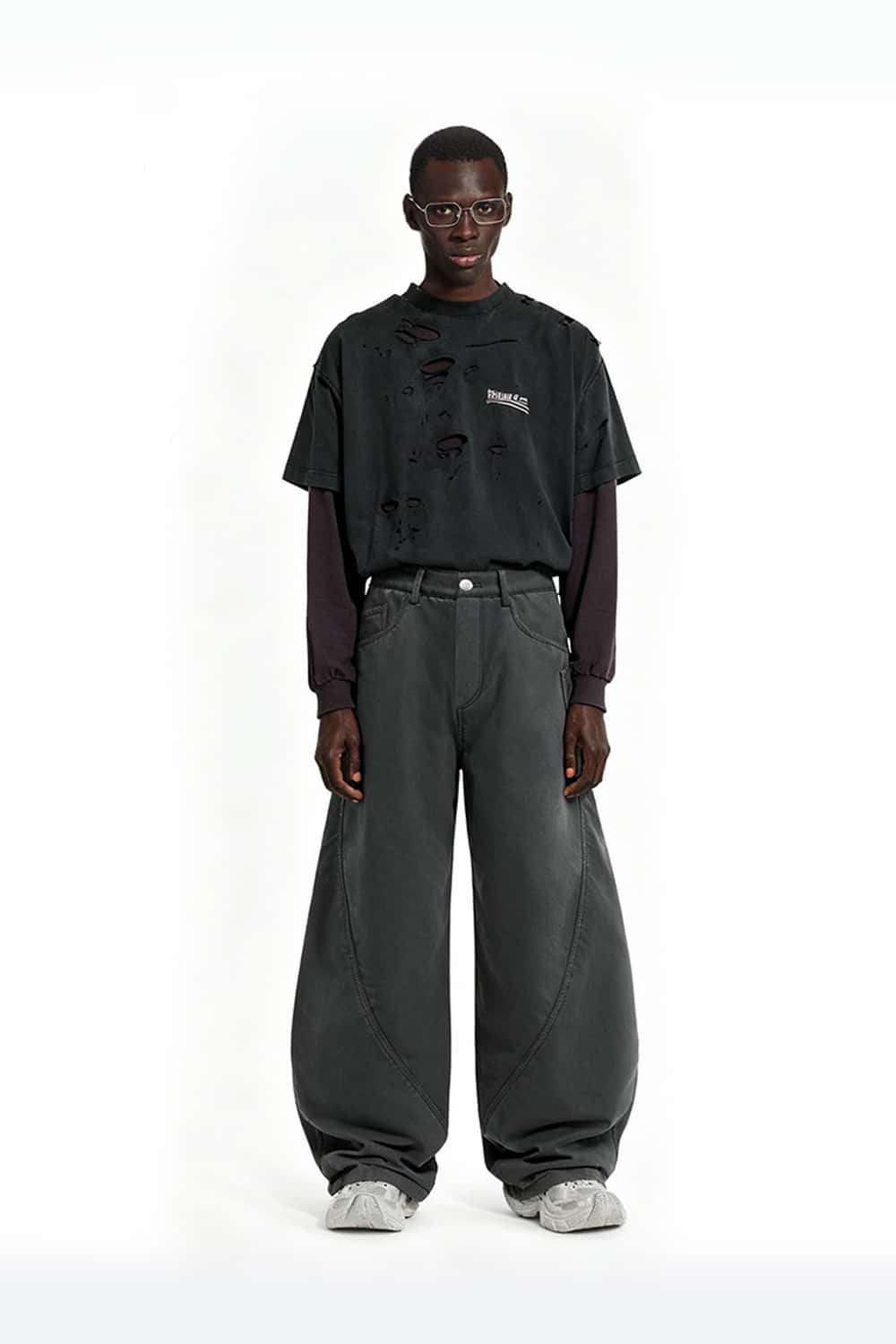 Fleece-Lined Curved Cargo Pants - Rock Gray