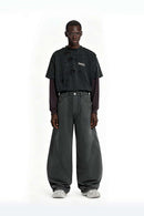 Fleece-Lined Curved Cargo Pants - Rock Gray