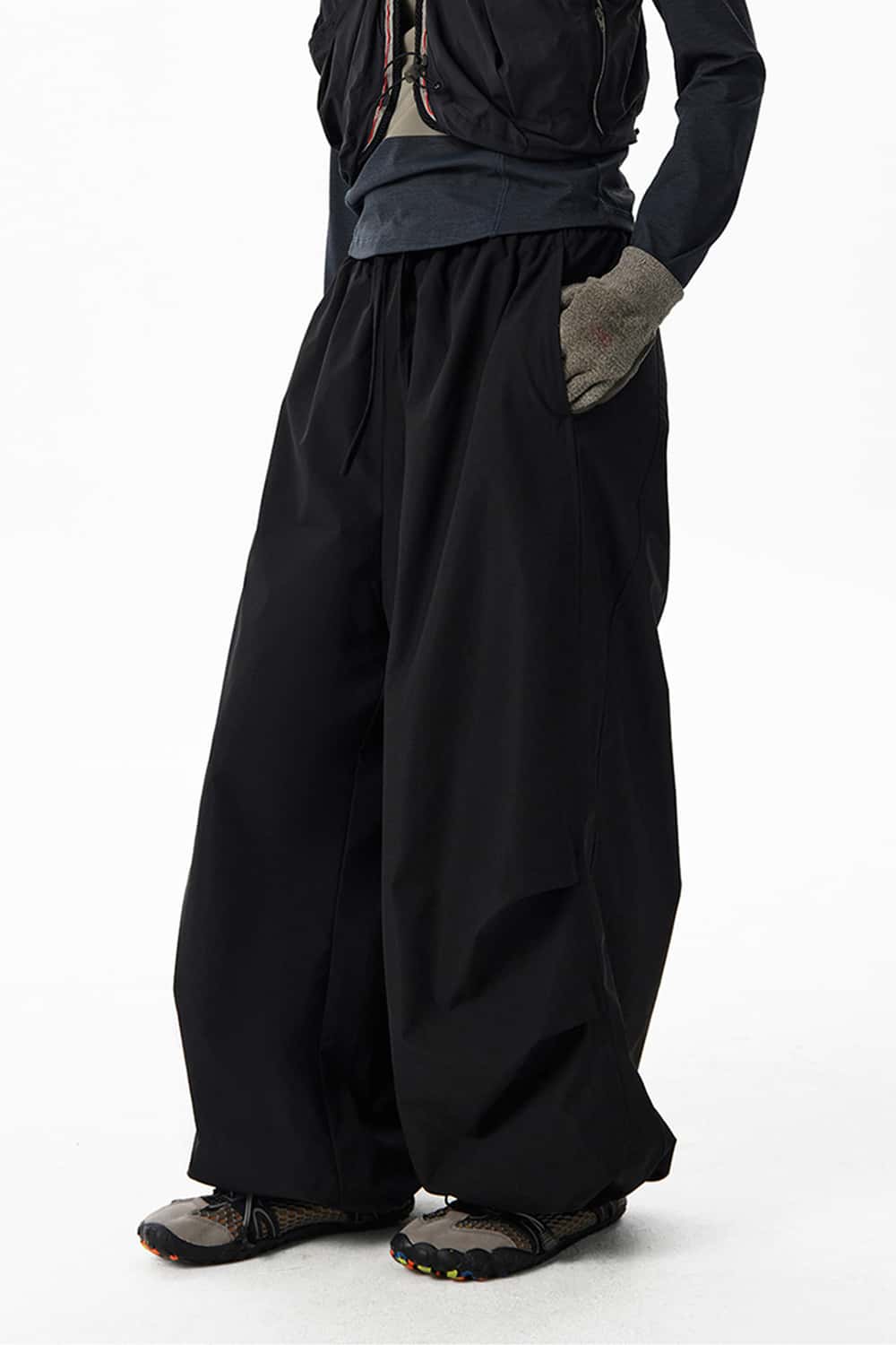 Windproof Fleece-Lined Active Pants - Black