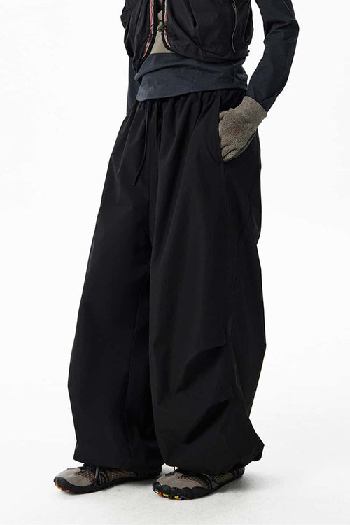 Windproof Fleece-Lined Active Pants - Black