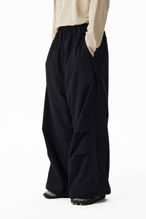 Windproof Fleece-Lined Active Pants - Black