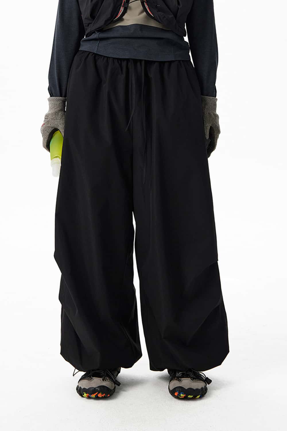 Windproof Fleece-Lined Active Pants - Black