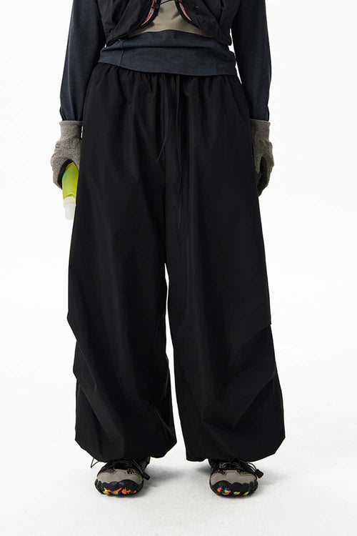Windproof Fleece-Lined Active Pants - Black