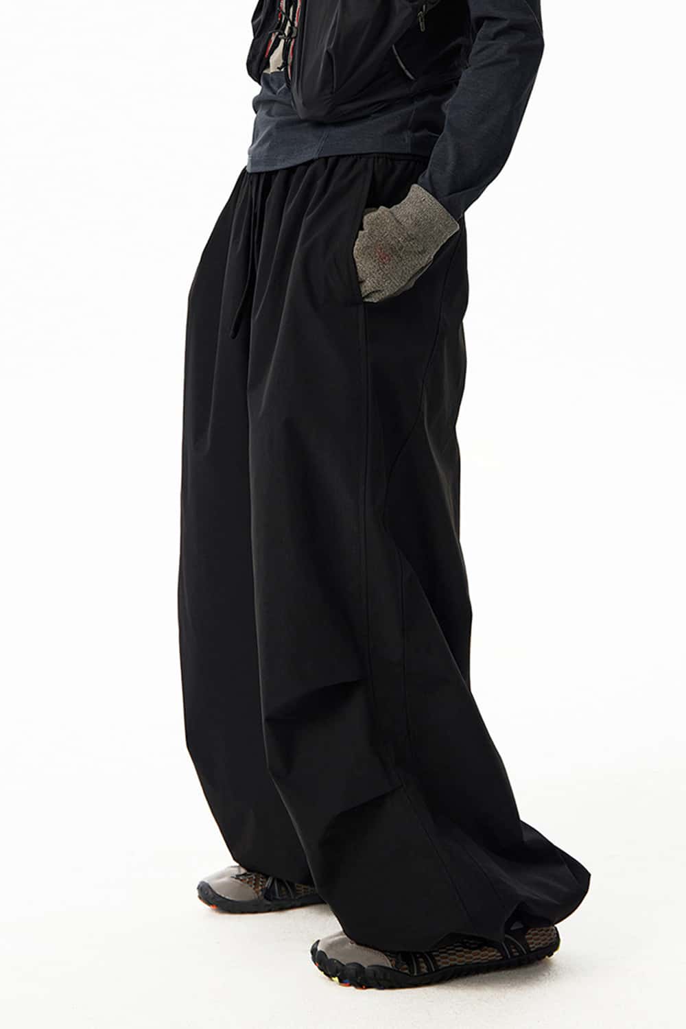 Windproof Fleece-Lined Active Pants - Black