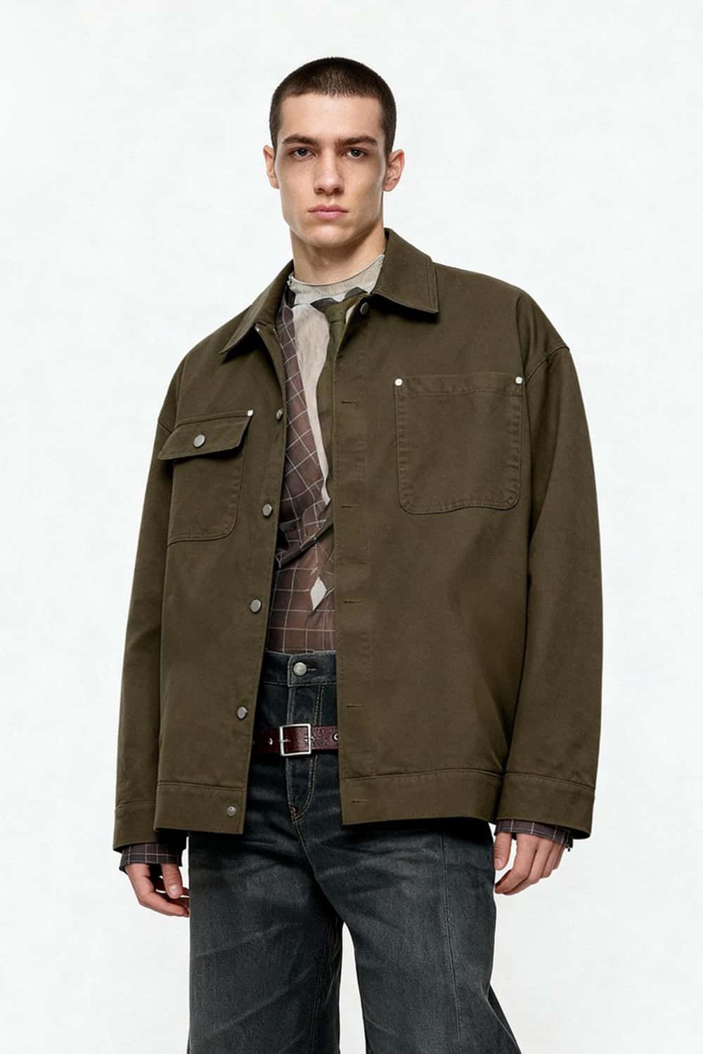 Vintage Twill Utility Shirt Jacket - Camel