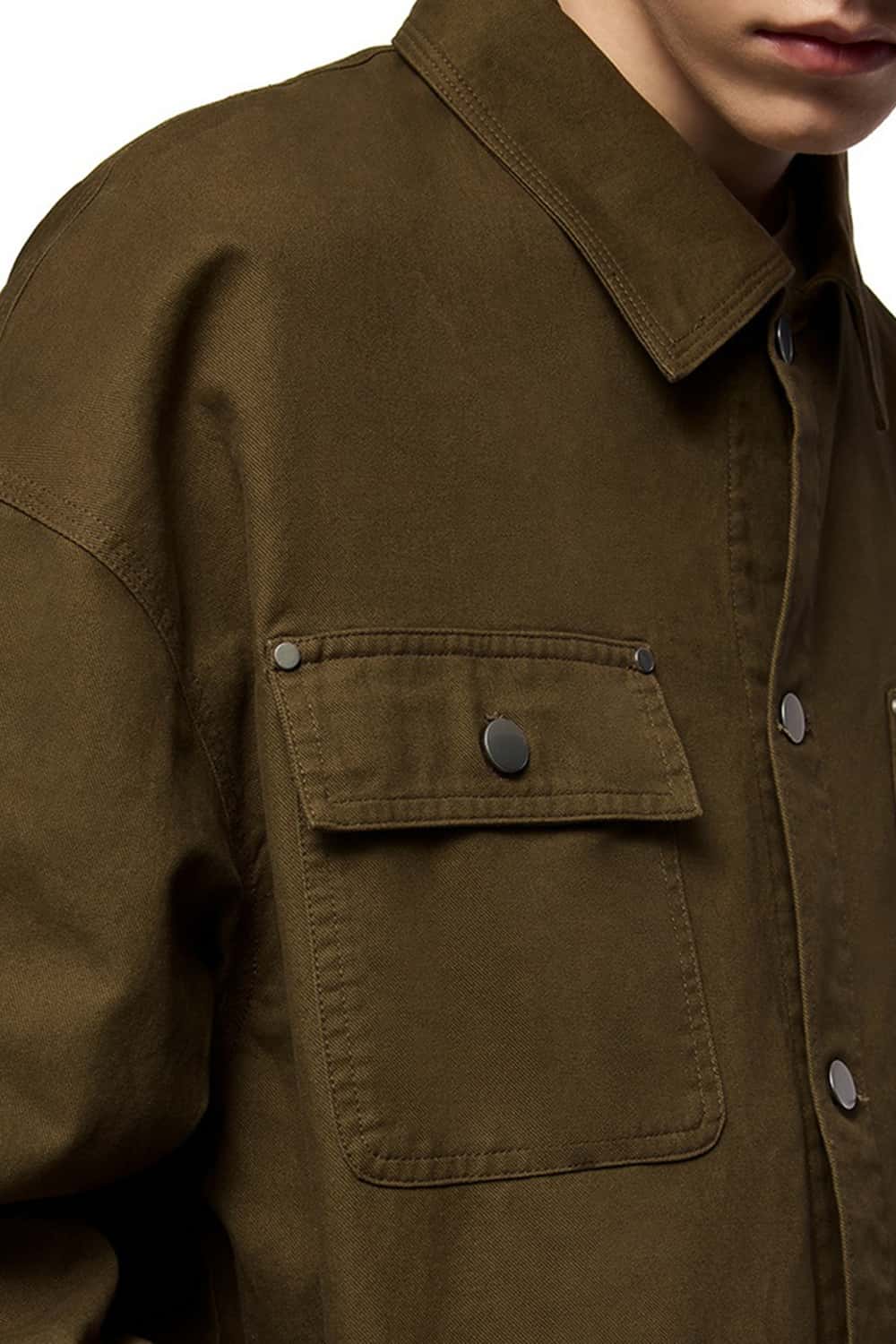 Vintage Twill Utility Shirt Jacket - Camel