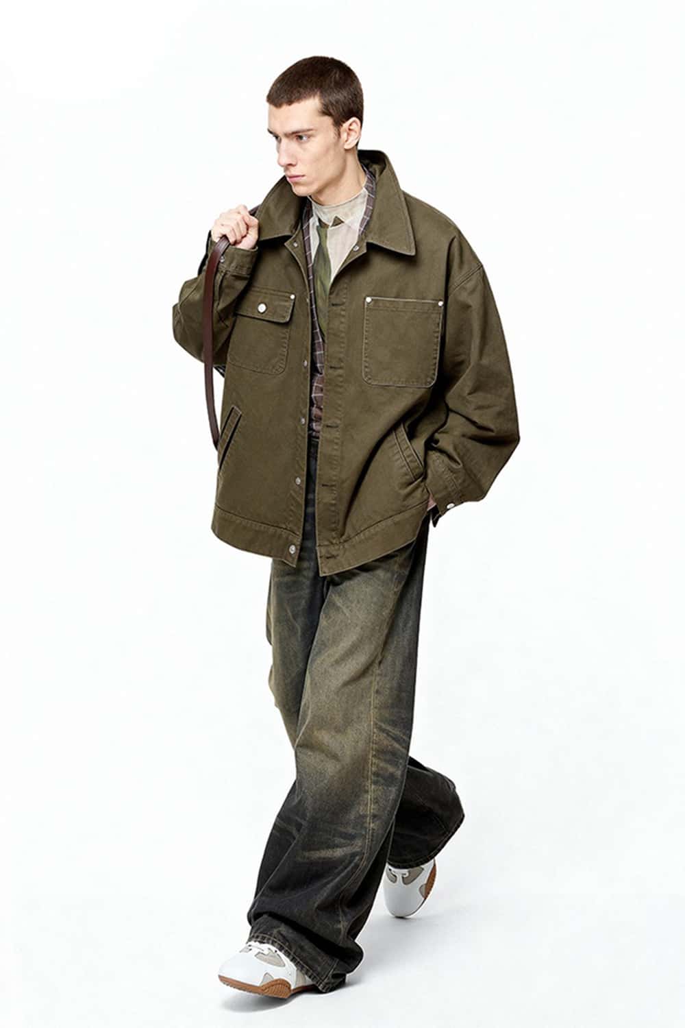 Vintage Twill Utility Shirt Jacket - Camel