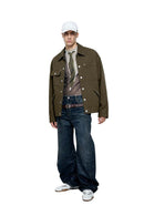 Vintage Twill Utility Shirt Jacket - Camel