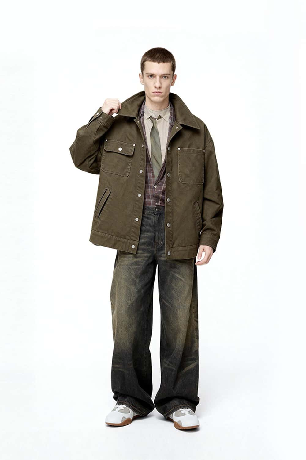 Vintage Twill Utility Shirt Jacket - Camel