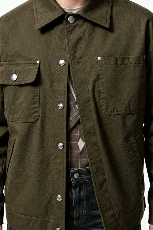 Vintage Twill Utility Shirt Jacket - Camel