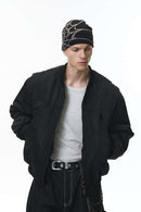 Detachable Hooded Layered Varsity Jacket - Black
