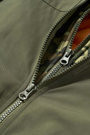 Detachable Hooded Layered Varsity Jacket - Olive