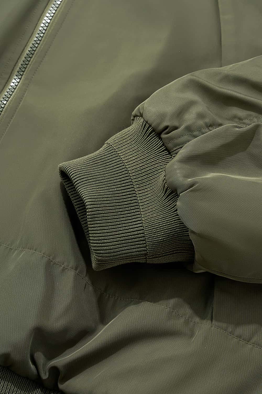 Detachable Hooded Layered Varsity Jacket - Olive