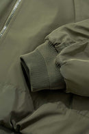 Detachable Hooded Layered Varsity Jacket - Olive