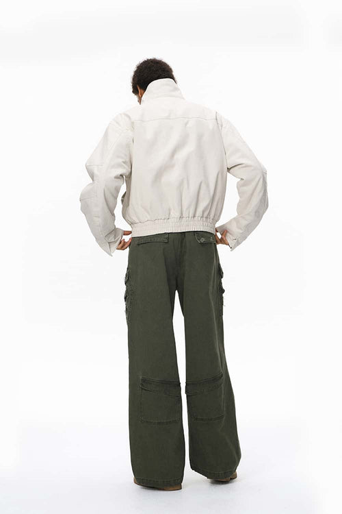 Vintage Detachable Collar Fleece Jacket - Apricot
