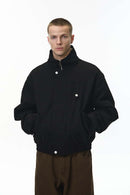 Vintage Detachable Collar Fleece Jacket - Black
