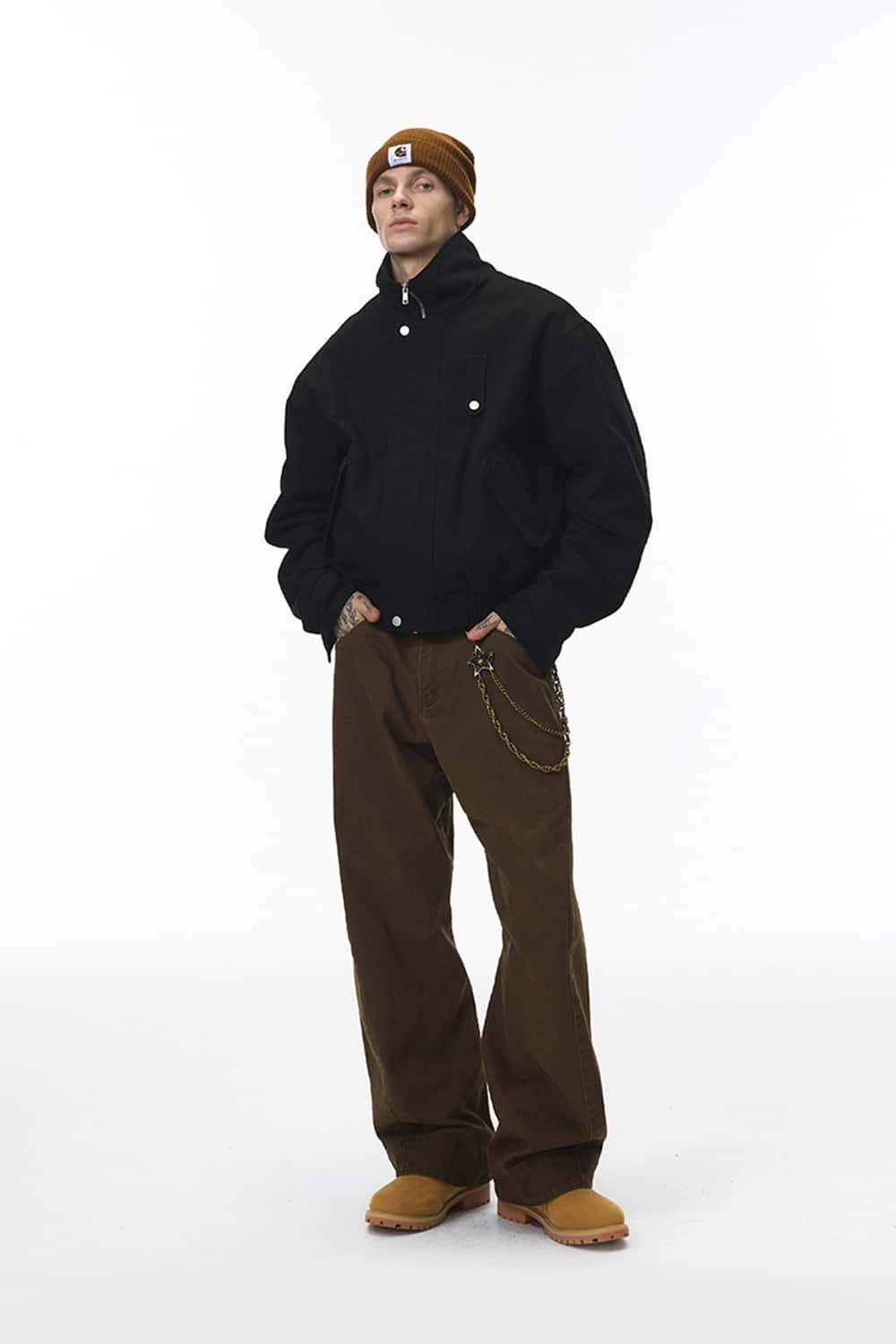 Vintage Detachable Collar Fleece Jacket - Black