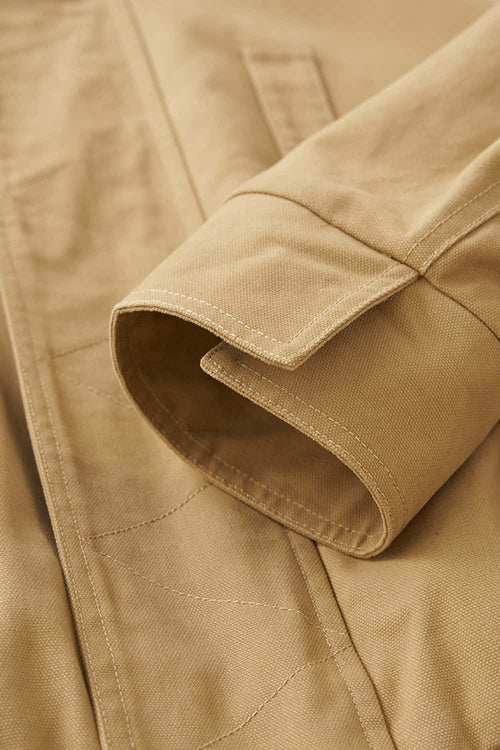 Vintage Detachable Collar Fleece Jacket - Khaki