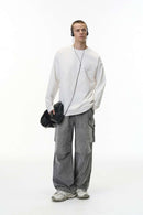 Men's Distressed Ink-Splatter Cargo Pants - Gray