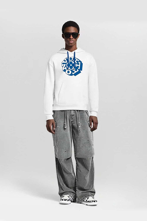 Men's Distressed Ink-Splatter Cargo Pants - Gray