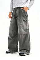 Men's Distressed Ink-Splatter Cargo Pants - Gray