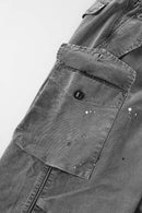 Men's Distressed Ink-Splatter Cargo Pants - Gray