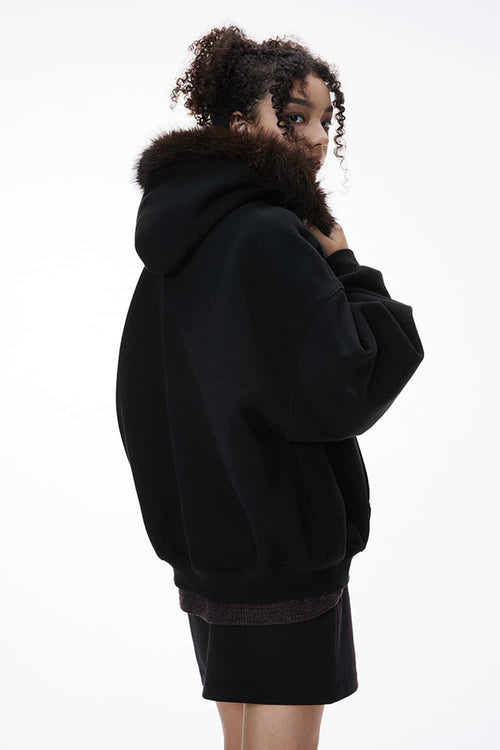 Plush Lined Graphic Heavyweight Hoodie - Active Black