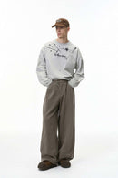 Asymmetric Double-Breasted Wide-Leg Trousers - Coffee