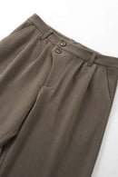 Asymmetric Double-Breasted Wide-Leg Trousers - Coffee