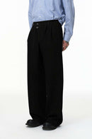 Asymmetric Double-Breasted Wide-Leg Trousers - Dark Gray
