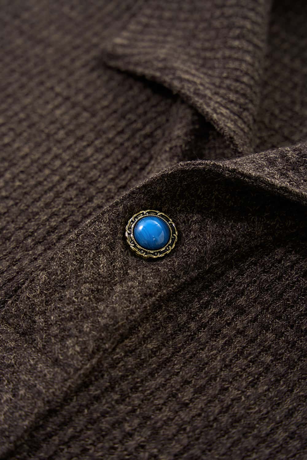 Seamless Collar Formal Long Sleeve Polo - Dark Brown