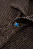 Seamless Collar Formal Long Sleeve Polo - Dark Brown