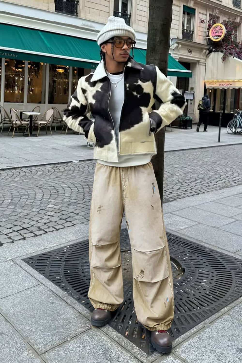 Distressed Vintage Parachute Pants - Khaki
