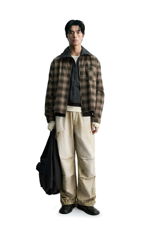 Distressed Vintage Parachute Pants - Khaki