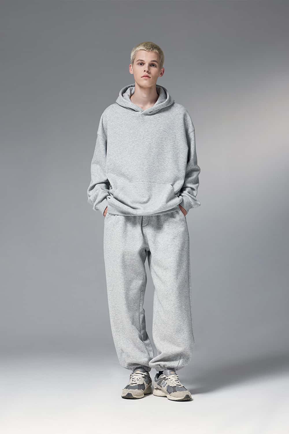 Premium Fleece Jogger Pants - Flower Gray