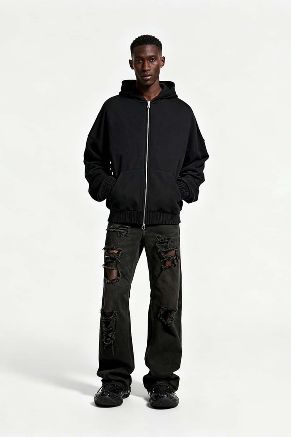 Polar Fleece Zip-Up Jacket - Black