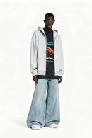 Polar Fleece Zip-Up Jacket - Flower Gray