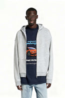 Polar Fleece Zip-Up Jacket - Flower Gray