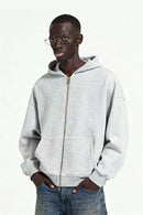 Polar Fleece Zip-Up Jacket - Flower Gray