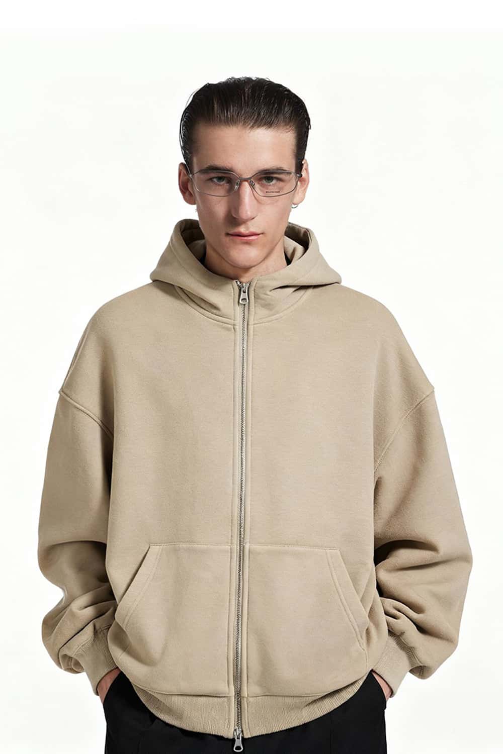 Polar Fleece Zip-Up Jacket - Light Khaki