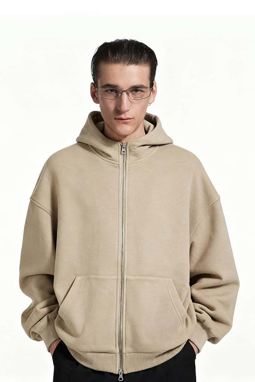 Polar Fleece Zip-Up Jacket - Light Khaki