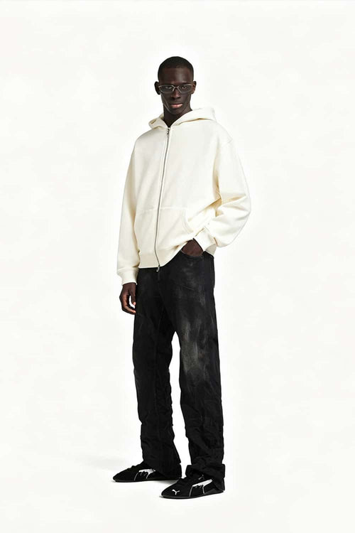 Polar Fleece Zip-Up Jacket - Off White