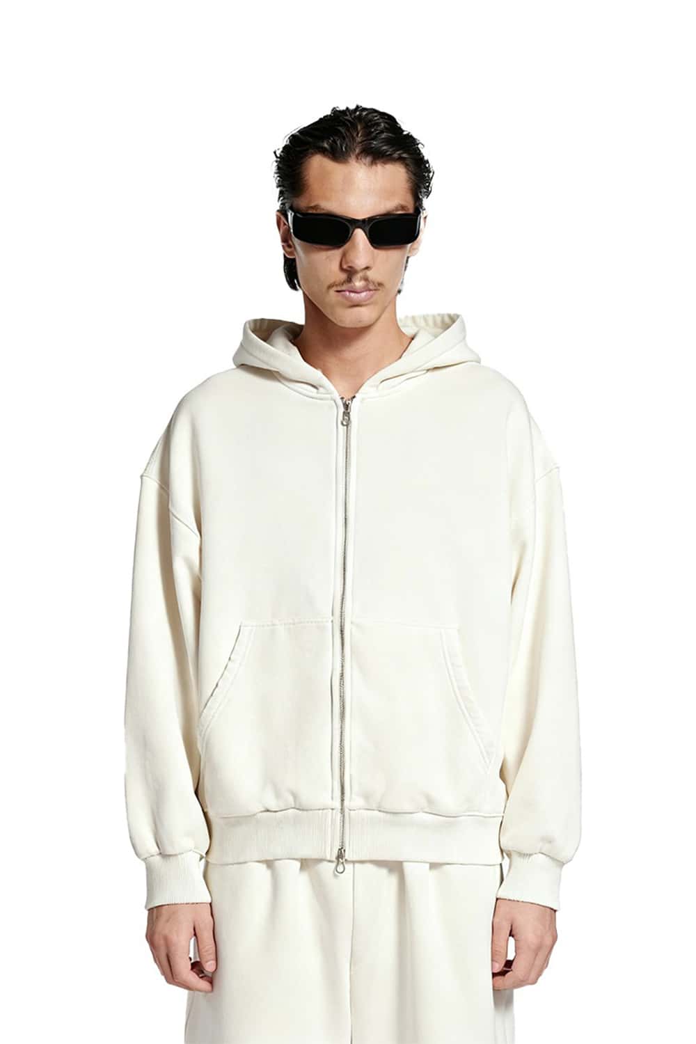 Polar Fleece Zip-Up Jacket - Off White