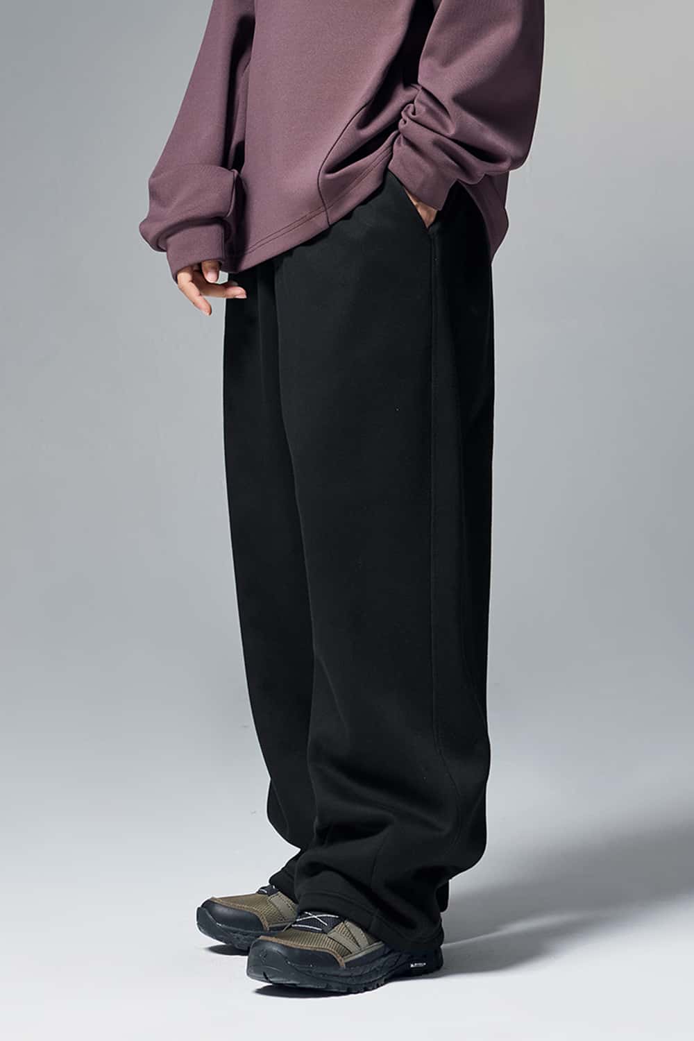 Premium Wide-Leg Fleece Pants - Black