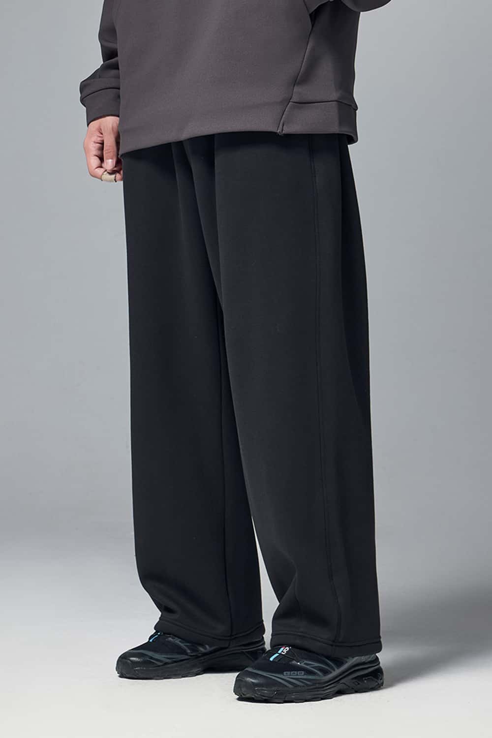 Premium Wide-Leg Fleece Pants - Dark Gray