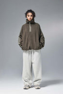 Premium Wide-Leg Fleece Pants - Flower Gray