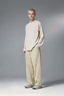 Premium Wide-Leg Fleece Pants - Light Khaki