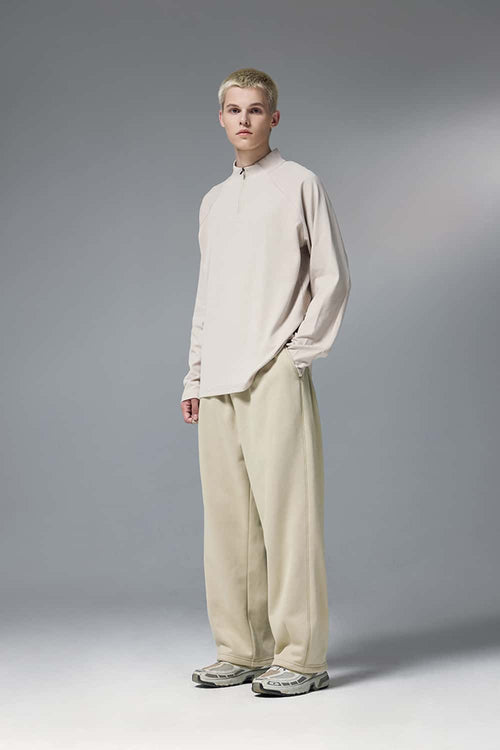 Premium Wide-Leg Fleece Pants - Light Khaki